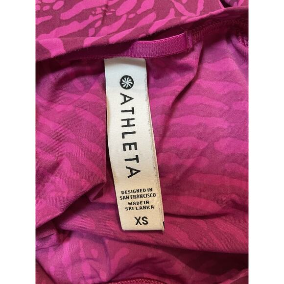 Athleta Purple Top Athletic Womens Sz XS Abstract Striped Print Stretch‎ - Picture 3 of 8